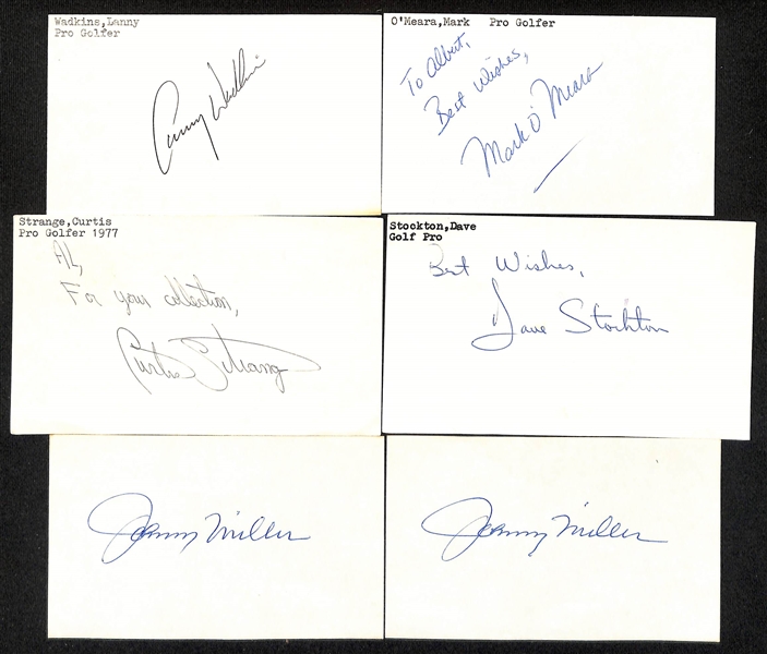 Lot of (130+) Signed Mostly Golf Index Cards inc. (3) Tom Watson, Craig Stadler + (JSA Auction Letter)