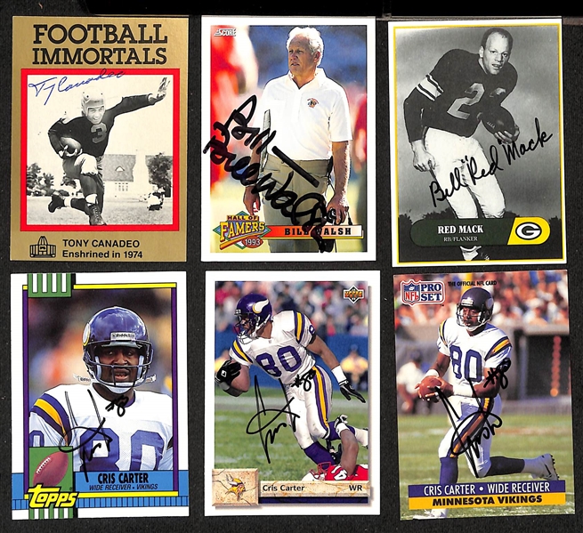 Lot of (150+) Signed NFL Trading Cards inc. Tony Canadeo, Bill Walsh + (JSA Auction Letter)