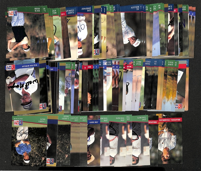 Lot of (100+) Signed Golf Cards inc. (3) Larry Mize, (2) Lee Janzen + (JSA Auction Letter)