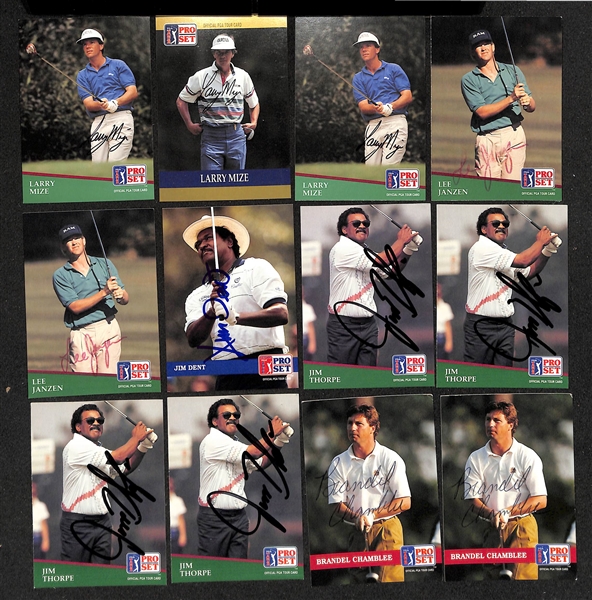 Lot of (100+) Signed Golf Cards inc. (3) Larry Mize, (2) Lee Janzen + (JSA Auction Letter)