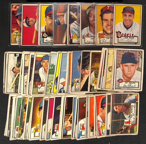 Lot of (88) Different 1952 Topps Baseball Cards w. Bob Feller & Robin Roberts