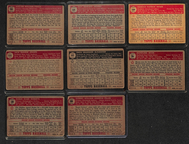 Lot of (88) Different 1952 Topps Baseball Cards w. Bob Feller & Robin Roberts