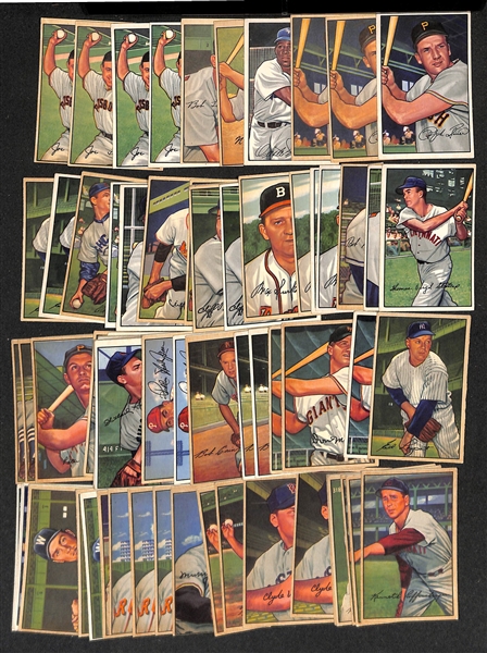 Lot of (75) Assorted 1952 Bowman Baseball Cards Ranging from #5-100 w. (3) Ralph Kiner Cards