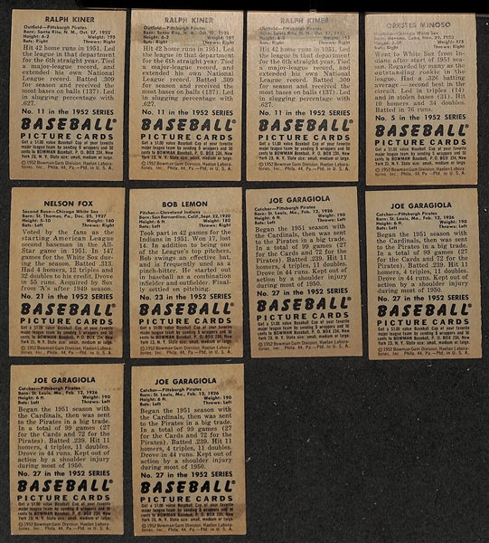 Lot of (75) Assorted 1952 Bowman Baseball Cards Ranging from #5-100 w. (3) Ralph Kiner Cards