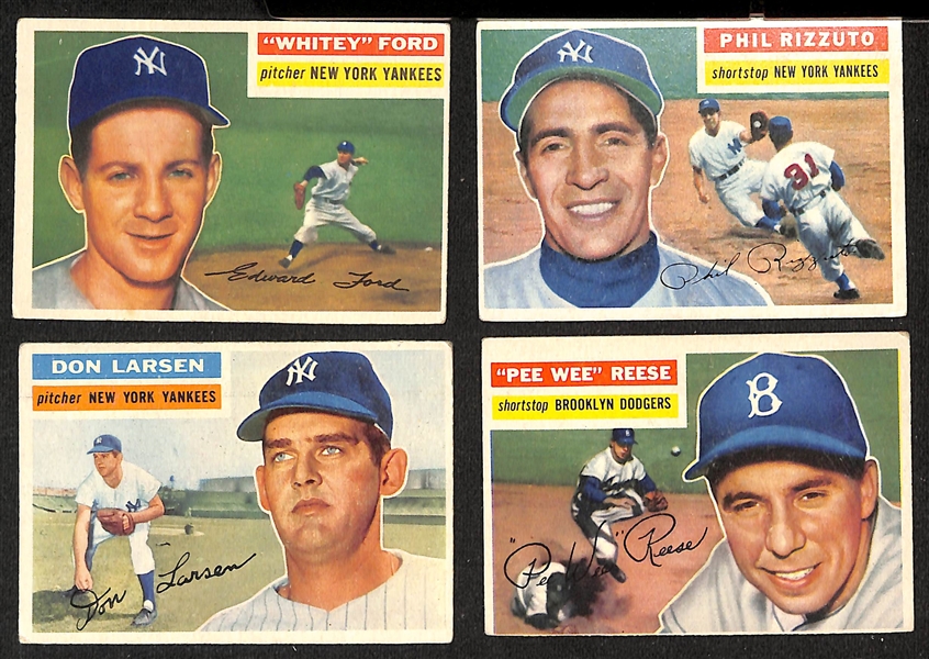 Lot of (90) Assorted 1954-1956 Topps Baseball Cards w. 1956 Whitey Ford & 1956 Phil Rizzuto