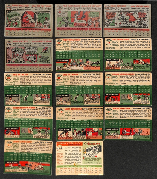 Lot of (90) Assorted 1954-1956 Topps Baseball Cards w. 1956 Whitey Ford & 1956 Phil Rizzuto