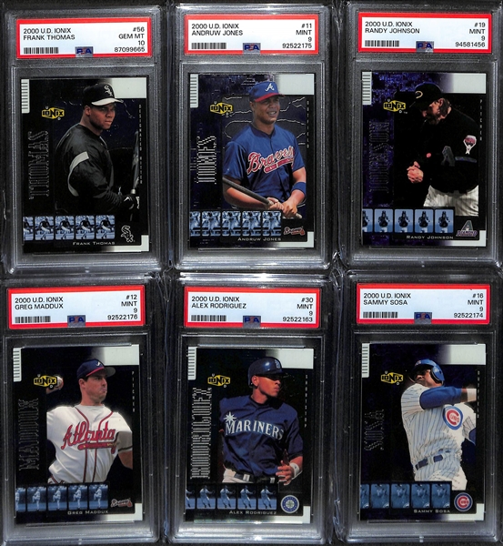 Lot of (18) 2000 U.D. Ionix PSA Graded Baseball Cards inc. Ionix Atomic Ken Griffey Jr. PSA 10 &  Ionix Atomic Tony Gwynn PSA 10