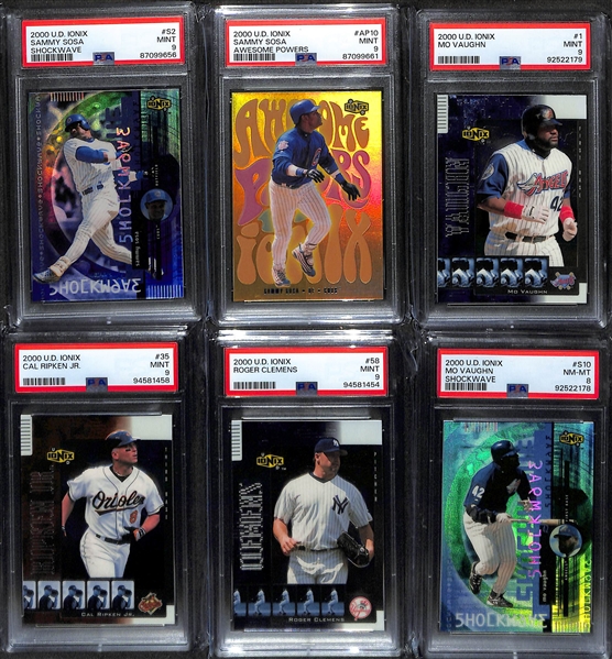 Lot of (18) 2000 U.D. Ionix PSA Graded Baseball Cards inc. Ionix Atomic Ken Griffey Jr. PSA 10 &  Ionix Atomic Tony Gwynn PSA 10