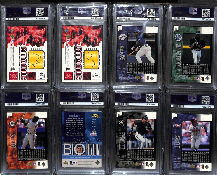 Lot of (18) 2000 U.D. Ionix PSA Graded Baseball Cards inc. Ionix Atomic Ken Griffey Jr. PSA 10 &  Ionix Atomic Tony Gwynn PSA 10