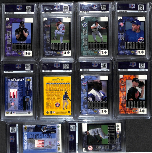 Lot of (18) 2000 U.D. Ionix PSA Graded Baseball Cards inc. Ionix Atomic Ken Griffey Jr. PSA 10 &  Ionix Atomic Tony Gwynn PSA 10