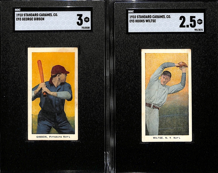 1910 E93 Standard Caramel Lot - George Gibson - Pirates (SGC 3) & Hooks Wiltse - NY Giants (SGC 2.5)