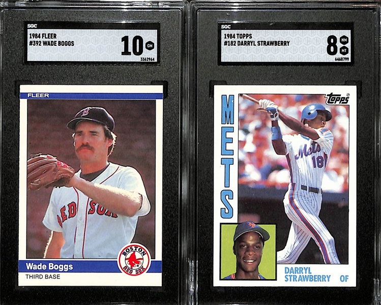 Lot w. (3) 8x10 Signed Photos - Mattingly, Boggs, Strawberry (Beckett LOAs) and (4) PSA/SGC Graded Baseball Cards