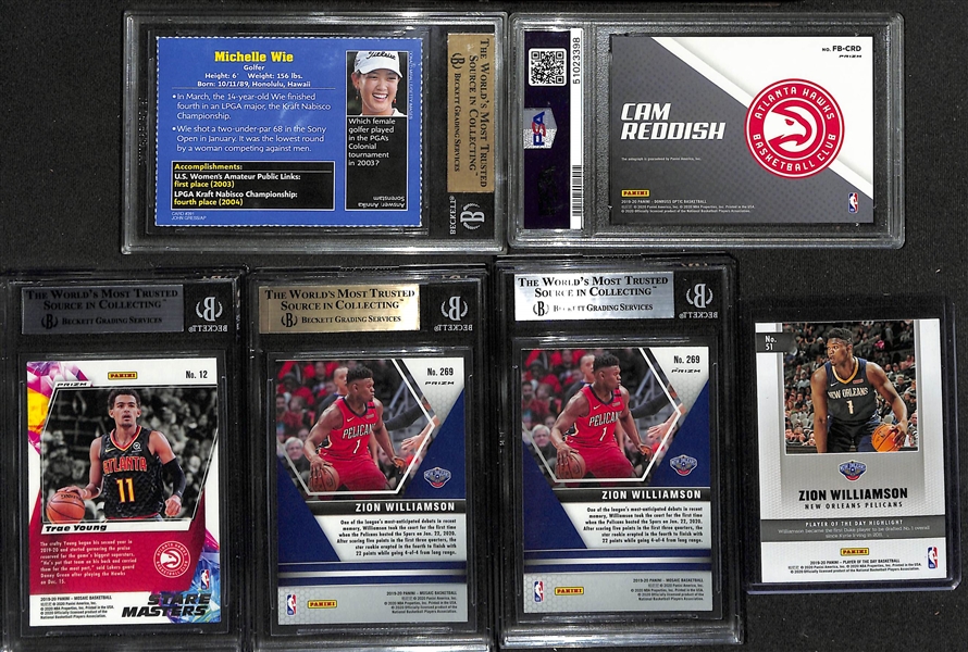 Lot of (6) Sports Cards inc. 2004 SI for Kids #391 Michelle Wie Beckett 9.5 & 2019 Optic #CRD Cam Reddish Auto FB Signatures PSA 9