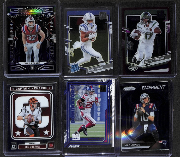 40+ Football Cards inc. 2023 Panini Obsidian Tyreek Hill Trifecta Patch #/199, Jaxon Smith-Njigba Patch Unbreakable (RC ) #/500, Parker Washington Auto (RC), & Will Anderson RPA #/199 