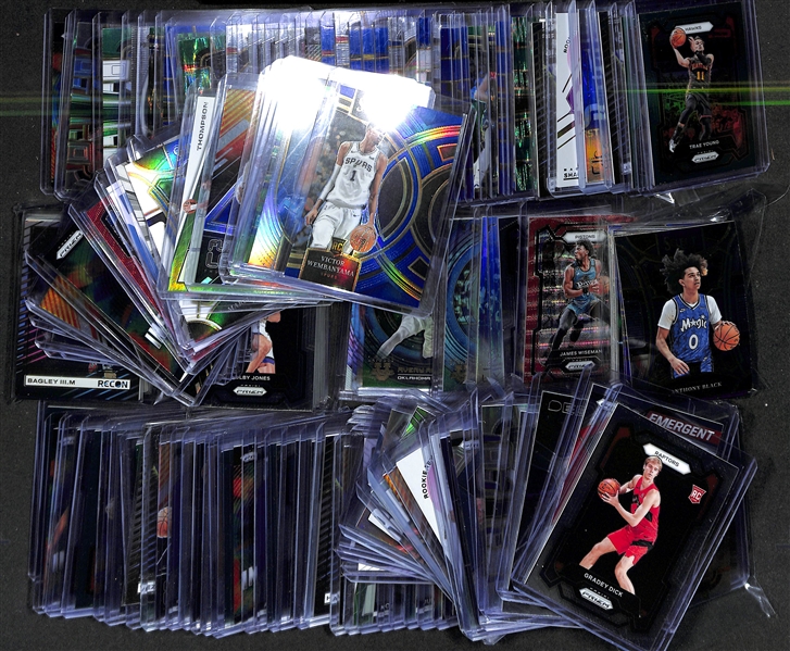 150+ Basketball Cards w. 2023-24 Panini Select Victor Wembanyama Premier Level RC, Panini Select Brandon Miller Premier Level RC, Panini Prizm Derek Lively II RC 