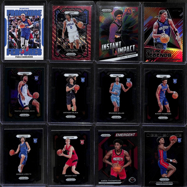 150+ Basketball Cards w. 2023-24 Panini Select Victor Wembanyama Premier Level RC, Panini Select Brandon Miller Premier Level RC, Panini Prizm Derek Lively II RC 