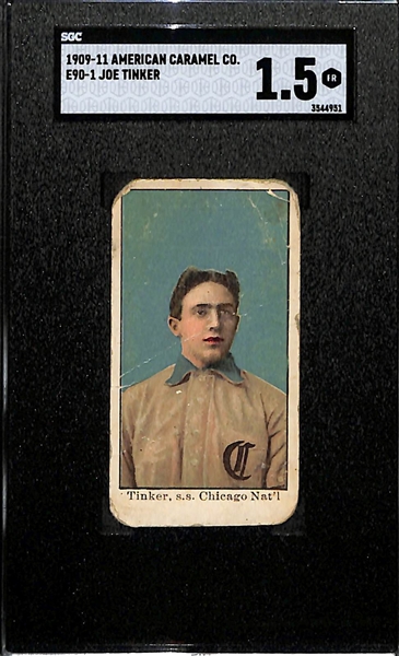 1909-11 E90-1 American Caramel Co. Joe Tinker (HOF) - Cubs - Graded SGC 1.5