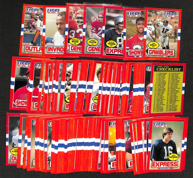 1985 Topps USFL Football Complete 132 Card Set w. Jim Kelly, Reggie White, Steve Young, Doug Flutie (Rookie)