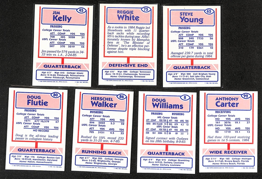 1985 Topps USFL Football Complete 132 Card Set w. Jim Kelly, Reggie White, Steve Young, Doug Flutie (Rookie)