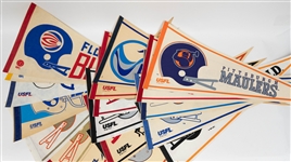 (16) USFL Team Pennants & (2) WFL Team Pennants