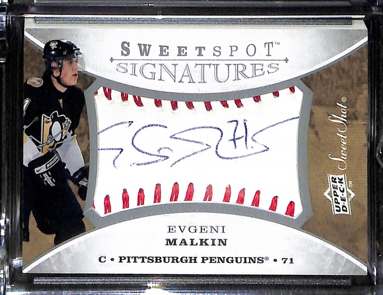 Lot of (2) 2008 Upper Deck Sweet Shot Autographed Hockey Cards inc. Marc-Andre Fleury & Evgeni Malkin