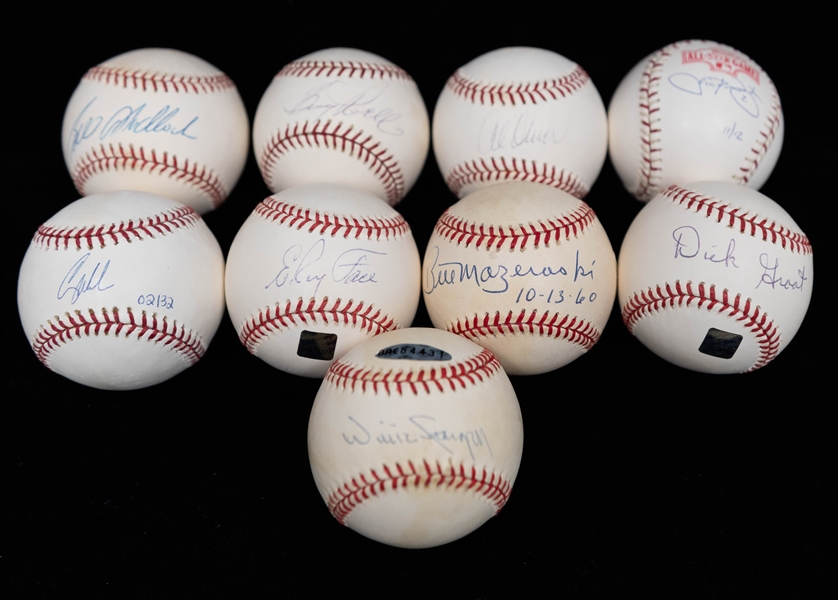 Lot of (9) Signed Baseballs inc. HOFers Willie Stargell (UD Authenticated) & Bill Mazeroski (PSA/DNA) - JSA Auction Letter