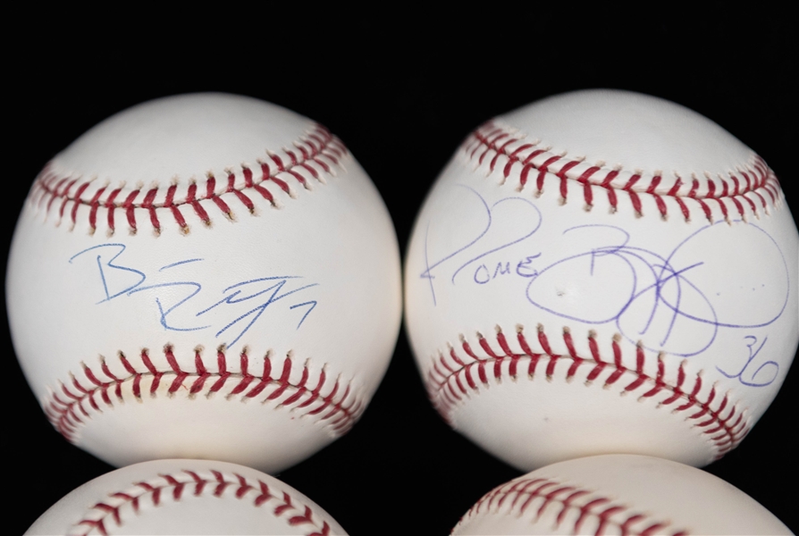 Lot of (4) Individually Signed Official MLB Baseballs from Pittsburgh Steelers Roethlisberger, Stallworth, Bettis, & Leftwich (+JSA Auction Letter)