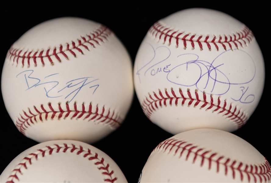 Lot of (4) Individually Signed Official MLB Baseballs from Pittsburgh Steelers Roethlisberger, Stallworth, Bettis, & Leftwich (+JSA Auction Letter)