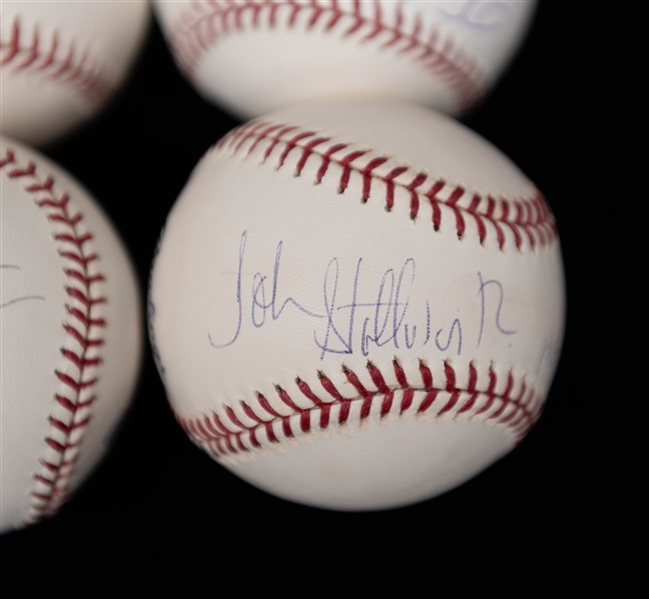 Lot of (4) Individually Signed Official MLB Baseballs from Pittsburgh Steelers Roethlisberger, Stallworth, Bettis, & Leftwich (+JSA Auction Letter)