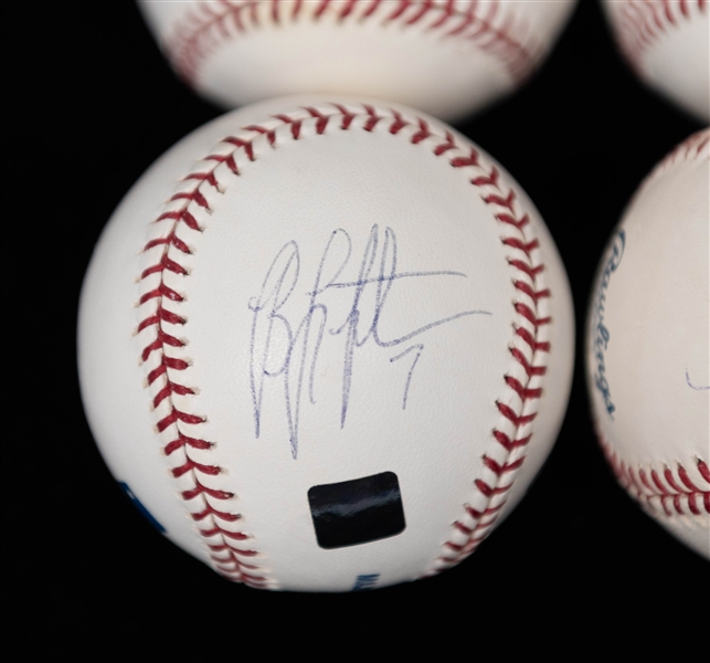 Lot of (4) Individually Signed Official MLB Baseballs from Pittsburgh Steelers Roethlisberger, Stallworth, Bettis, & Leftwich (+JSA Auction Letter)