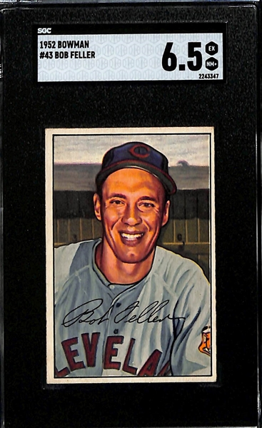 Lot of (2) 1952 Bowman Card - Bob Feller & Red Schoendienst (Both Graded SGC 6.5)