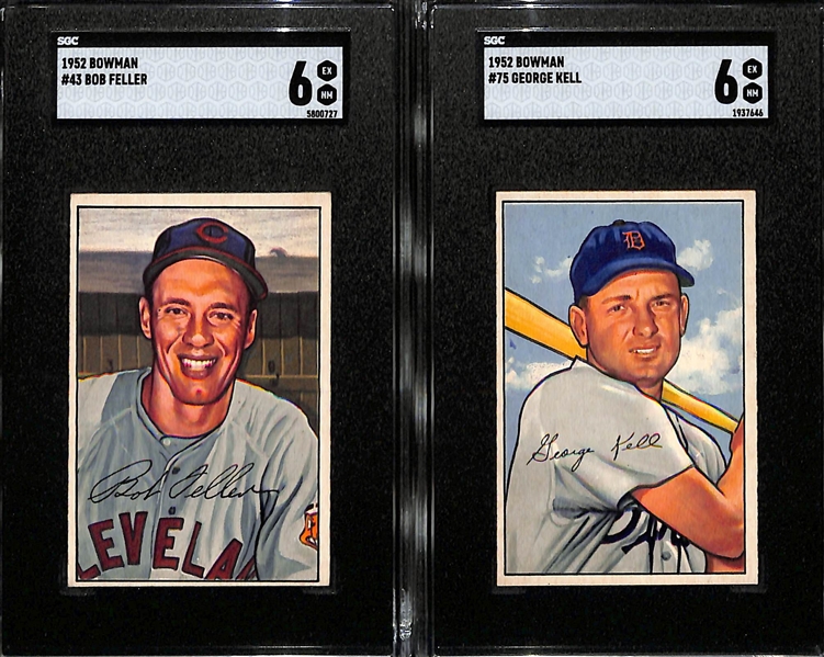 Lot of (2) 1952 Bowman Card - Bob Feller & George Kell (Both Graded SGC 6)