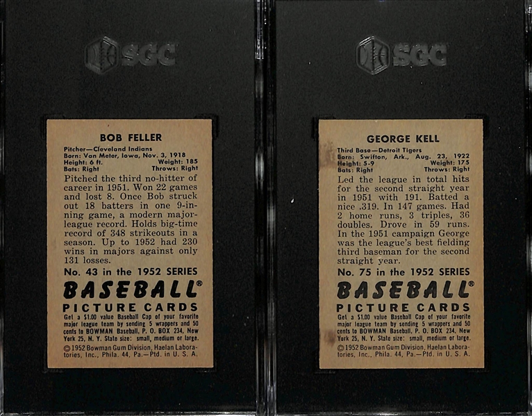 Lot of (2) 1952 Bowman Card - Bob Feller & George Kell (Both Graded SGC 6)