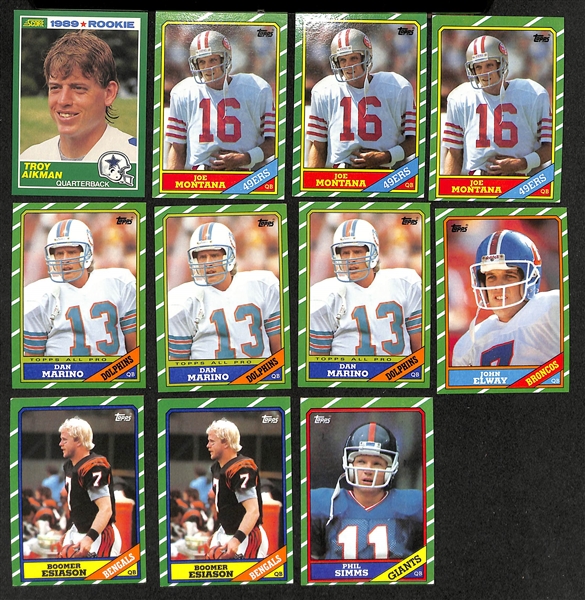 Lot of (130+) 1980s Football Cards inc. 1985 Topps USFL Complete Set with Herschel Walker, Jim Kelly, Steve Young, +