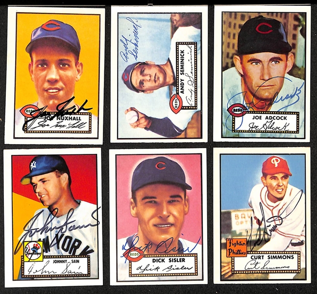 Lot of (45+) Signed 1952 Topps Reprint Cards inc. Richie Ashburn, Orestes Minoso, Billy Herman, Gil McDougald, + (JSA Auction Letter)