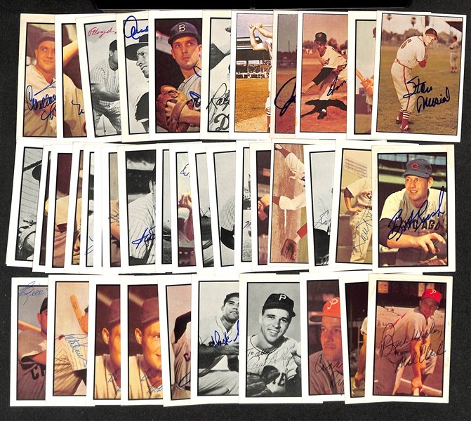 Lot of (40) Signed 1953 Bowman Reprint Cards inc. Stan Musial, Gil McDougald, Don Mossi, Johnny Podres, + (JSA Auction Letter)