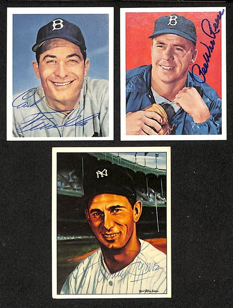 Lot of (15) Signed TCMA + Other Reprint Cards inc. Carl Furillo, PeeWee Reese, Tommy Byrne, Red Murff, + (JSA Auction Letter)