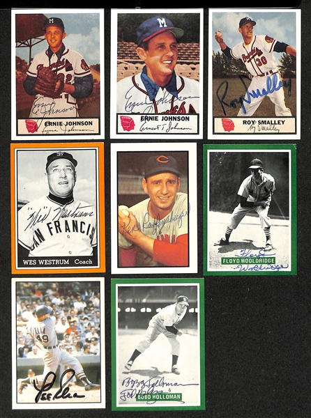 Lot of (15) Signed TCMA + Other Reprint Cards inc. Carl Furillo, PeeWee Reese, Tommy Byrne, Red Murff, + (JSA Auction Letter)