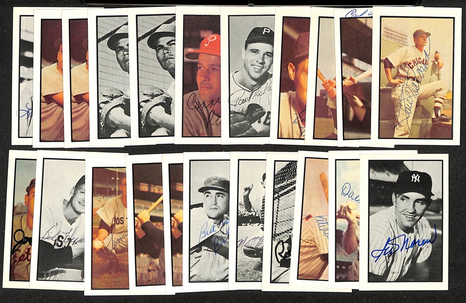 Lot of (20+) Signed 1953 Bowman Reprint Cards inc. Carl Furillo, Gil McDougald, Bob Cain, Paul La Palme, + (JSA Auction Letter)