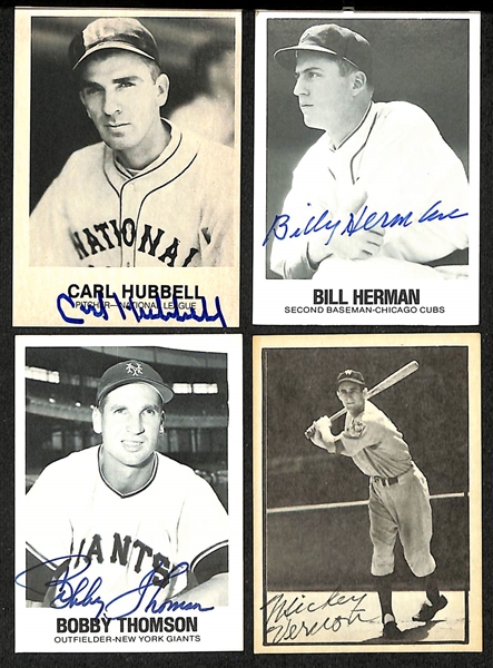 Lot of (23) Signed TCMA + Reprint Cards inc. Carl Hubbell, Bill Herman, Bobby Thompson, Mickey Vernon, + (JSA Auction Letter)