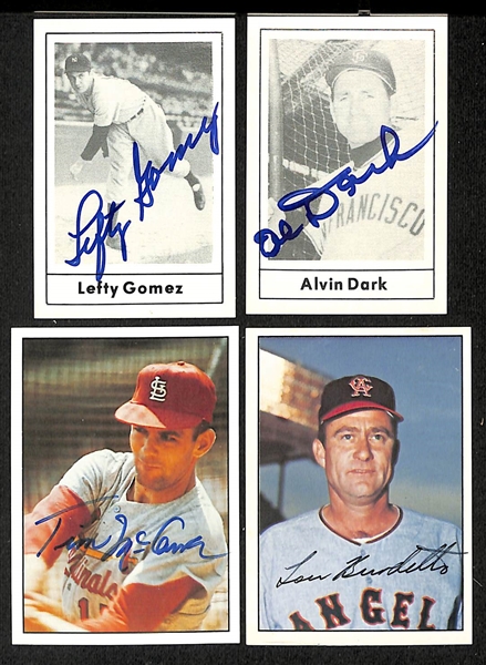 Lot of (50+) Signed TCMA Cards inc. Lefty Gomez, Alvin Dark, Tim McCarver, Lew Burdette, + (JSA Auction Letter) 