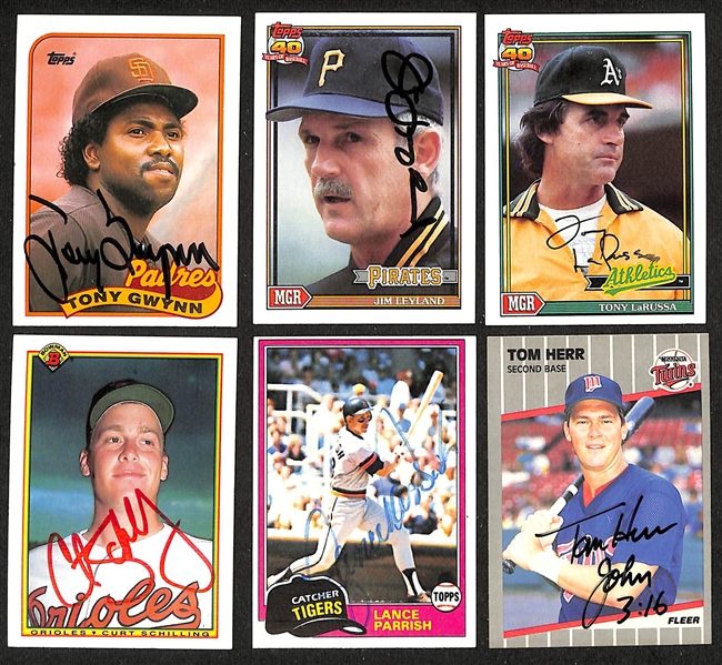 Lot of (350+) Signed Baseball Cards inc. Tony Gwynn, Jim Leyland, Tony LaRussa, Curt Schilling, Lance Parrish, + (JSA Auction Letter)