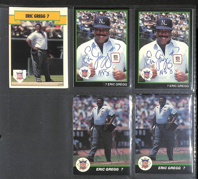 Lot of (150+) Signed Baseball Umpire Cards inc. (6) Bruce Froemming, (6) Doug Harvey, (5) Eric Gregg, + (JSA Auction Letter)