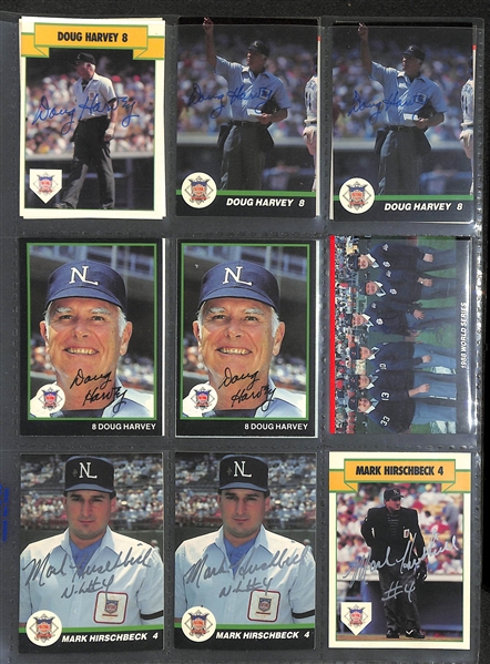 Lot of (150+) Signed Baseball Umpire Cards inc. (6) Bruce Froemming, (6) Doug Harvey, (5) Eric Gregg, + (JSA Auction Letter)