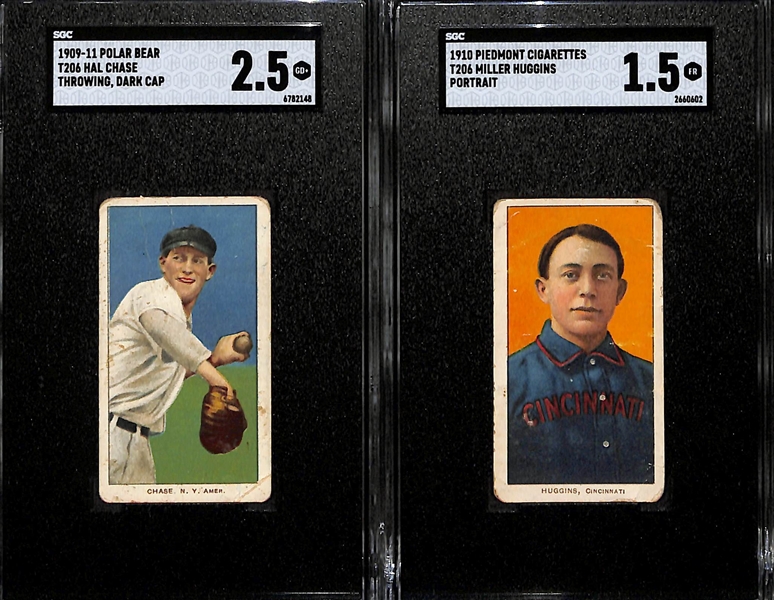 1909-11 T206 Lot - Hal Chase (SGC 2.5) and Miller Huggins (HOF - SGC 1.5)