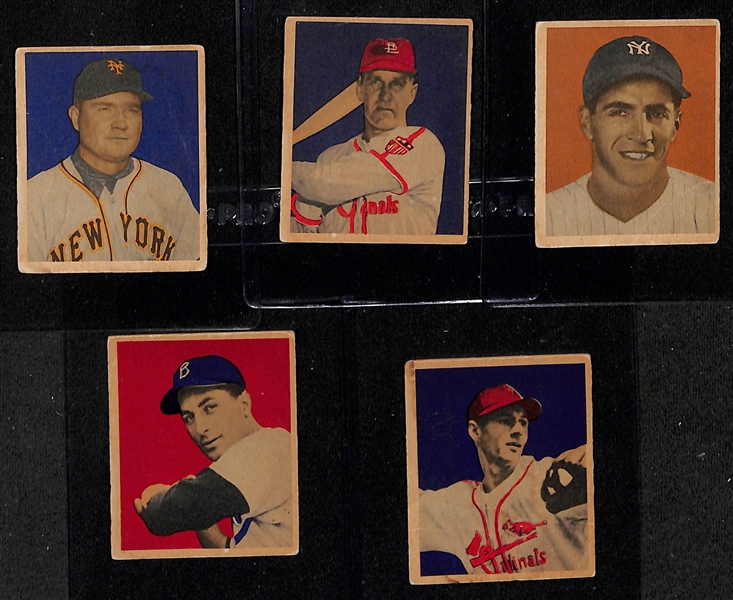 Lot of (22) 1949 Bowman Baseball Cards w. Johnny Mize