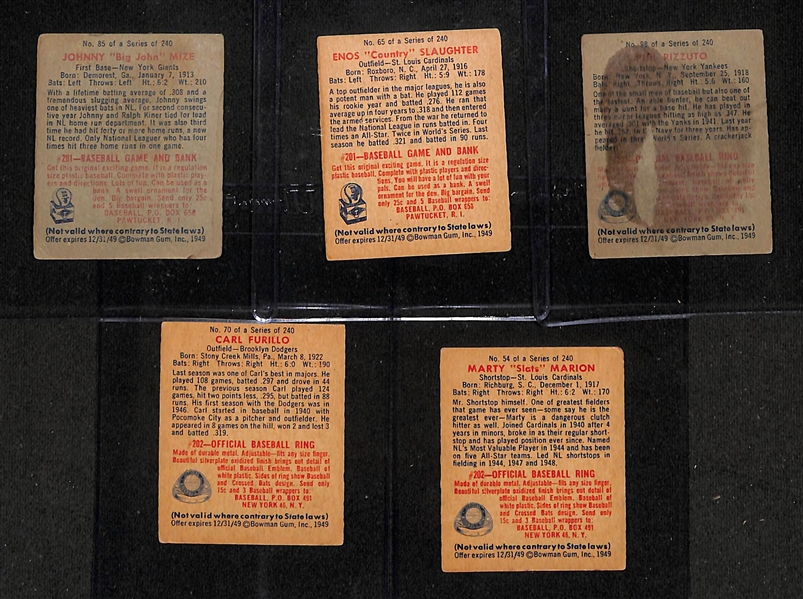 Lot of (22) 1949 Bowman Baseball Cards w. Johnny Mize