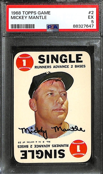 Lot of (48) Topps Insert Cards From 1968-1970 w. 1968 Topps Game Mickey Mantle PSA 5 & 1969 Topps Mantle Decal