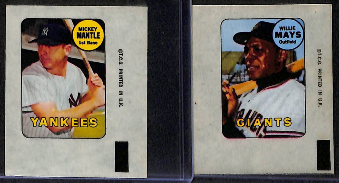 Lot of (48) Topps Insert Cards From 1968-1970 w. 1968 Topps Game Mickey Mantle PSA 5 & 1969 Topps Mantle Decal