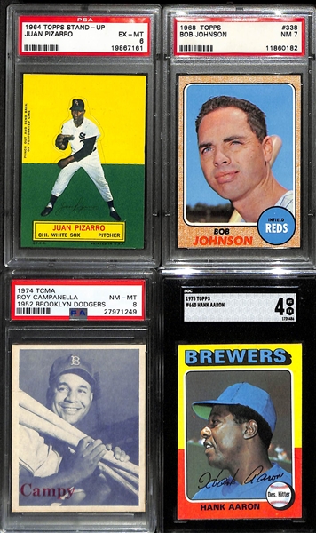 Lot of (7) Graded Baseball Cards (Primarily Topps) from 1955-1975 w. 1972 Topps Roberto Clemente IA SGC 5.5